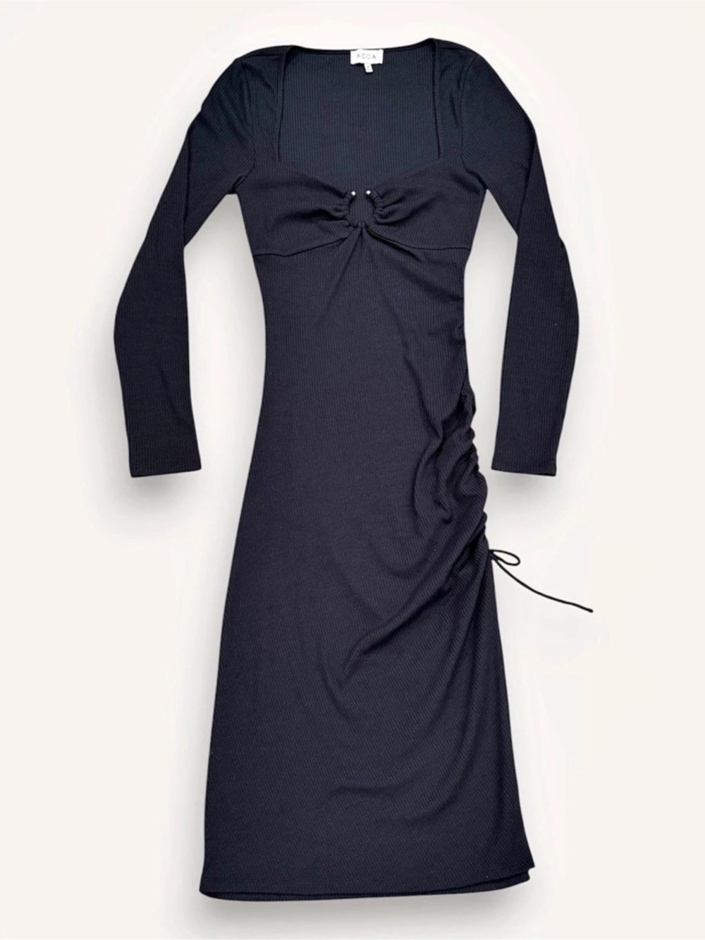 ACOA Ruched Midi Dress in Navy Size Medium